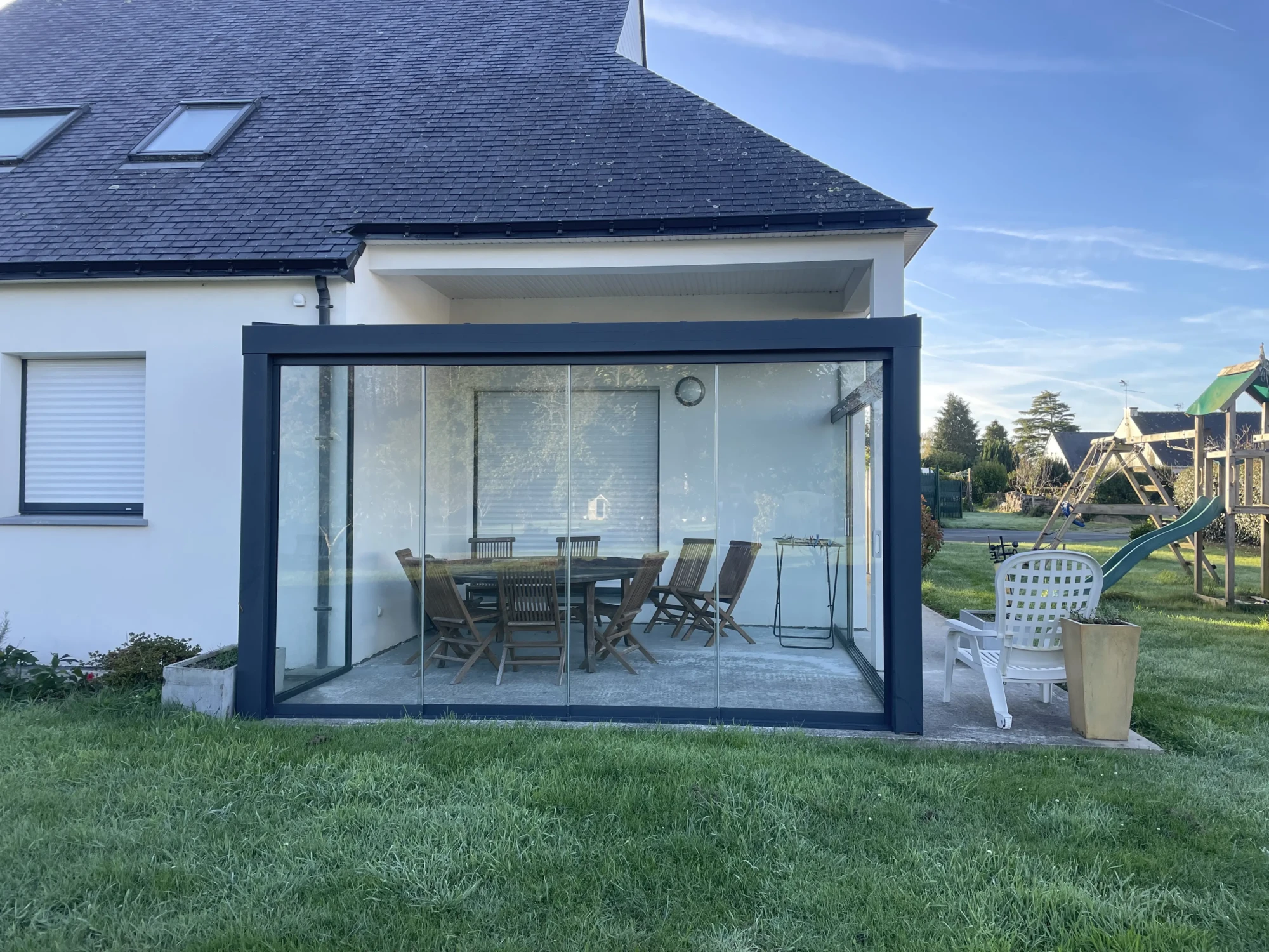 Pergola toit citré avec paroi coulissante_NEVEZ_PSV MENUISERIES - Copie