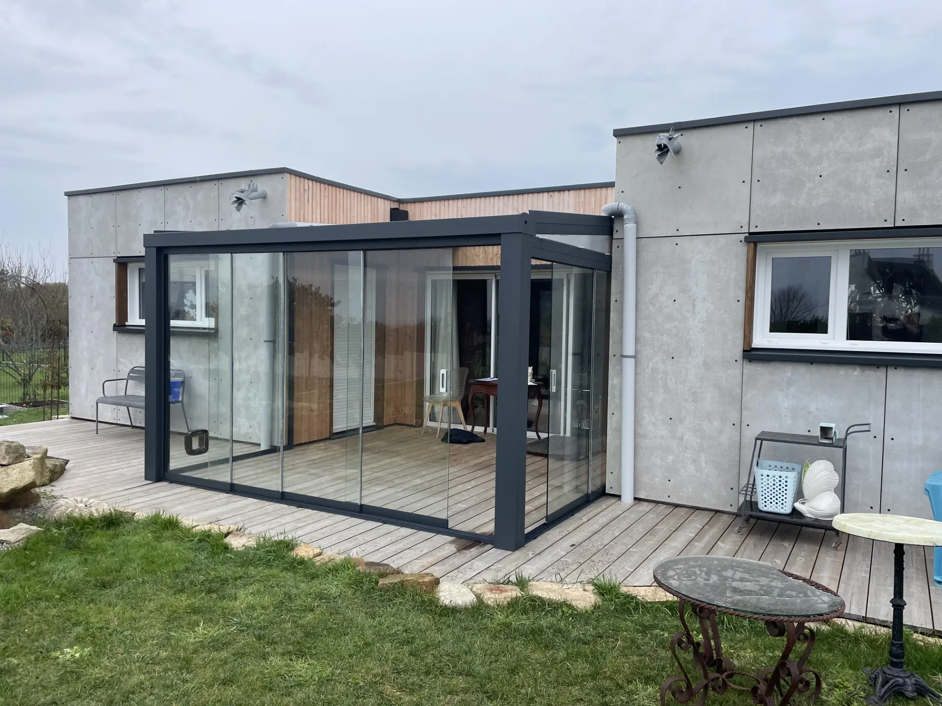 PERGOLA TOIT VITREE + PAROI VERRE_PLOUHINEC_PSV MENUISERIES